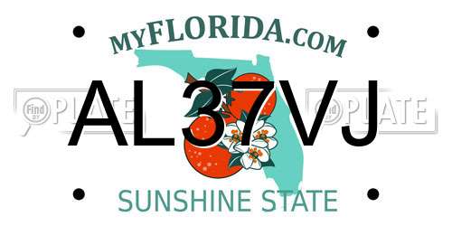 AL37VJ Florida License Plate
