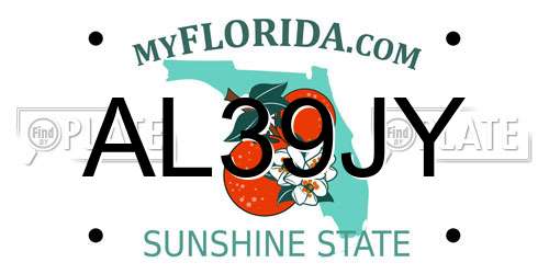 AL39JY Florida License Plate