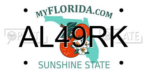 AL49RK Florida License Plate