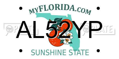 AL52YP Florida License Plate