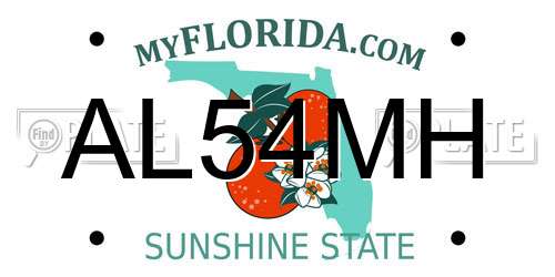 AL54MH Florida License Plate