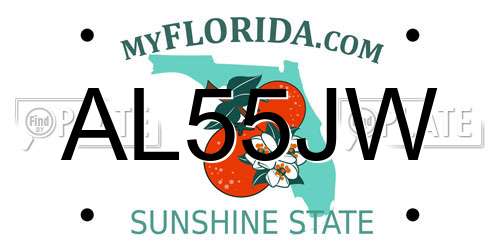 AL55JW Florida License Plate