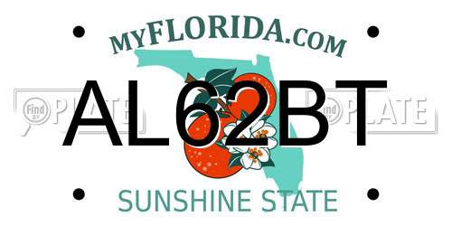 AL62BT Florida License Plate