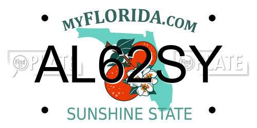 AL62SY Florida License Plate