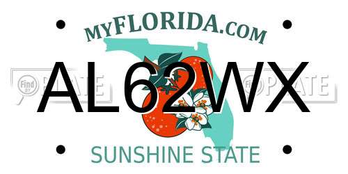 AL62WX Florida License Plate