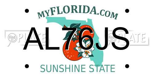 AL76JS Florida License Plate