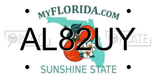 AL82UY Florida License Plate