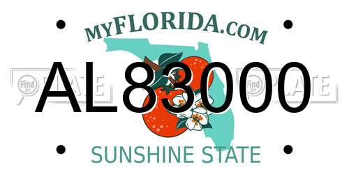 AL83000 Florida License Plate