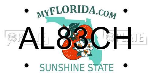 AL83CH Florida License Plate
