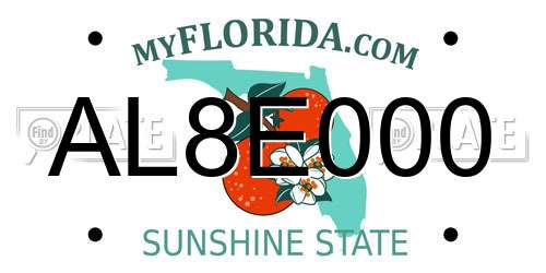 AL8E000 Florida License Plate