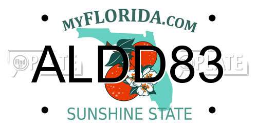 ALDD83 Florida License Plate