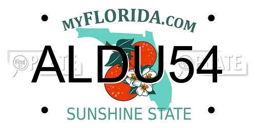 ALDU54 Florida License Plate