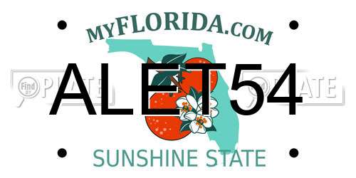 ALET54 Florida License Plate
