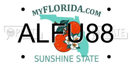 ALFU88 Florida License Plate