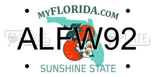 ALFW92 Florida License Plate