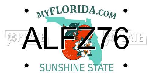 ALFZ76 Florida License Plate