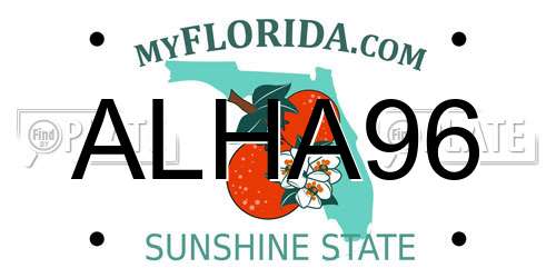ALHA96 Florida License Plate