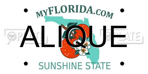 ALIQUE Florida License Plate