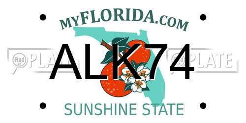 ALK74 Florida License Plate