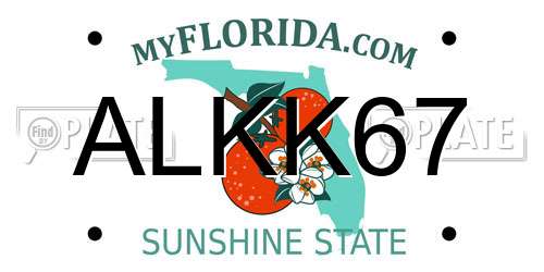 ALKK67 Florida License Plate