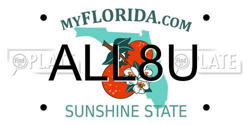 ALL8U Florida License Plate