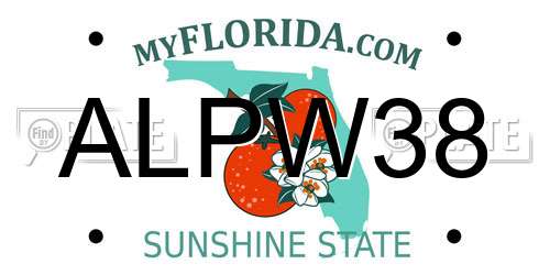 ALPW38 Florida License Plate