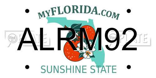 ALRM92 Florida License Plate