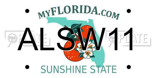 ALSW11 Florida License Plate