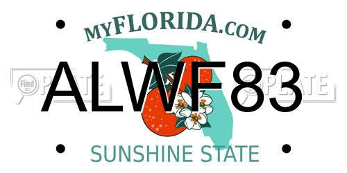 ALWF83 Florida License Plate