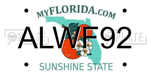 ALWF92 Florida License Plate