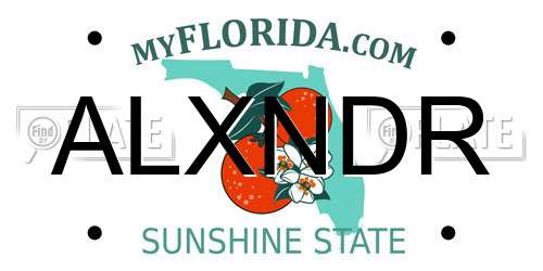 ALXNDR Florida License Plate