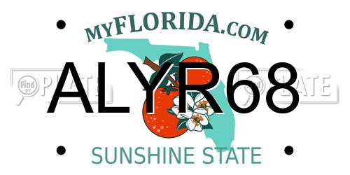 ALYR68 Florida License Plate
