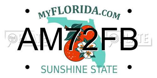 AM72FB Florida License Plate