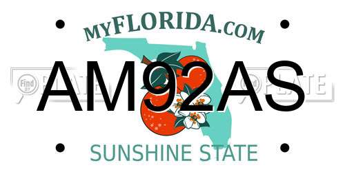 AM92AS Florida License Plate