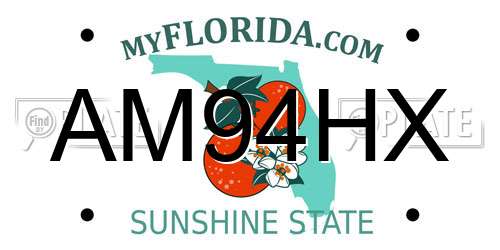 AM94HX Florida License Plate