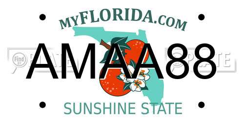 AMAA88 Florida License Plate