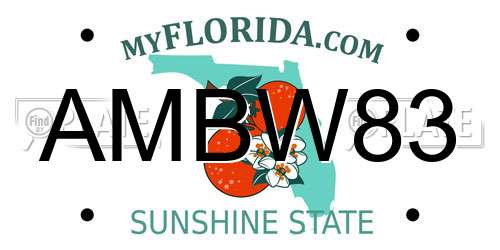 AMBW83 Florida License Plate