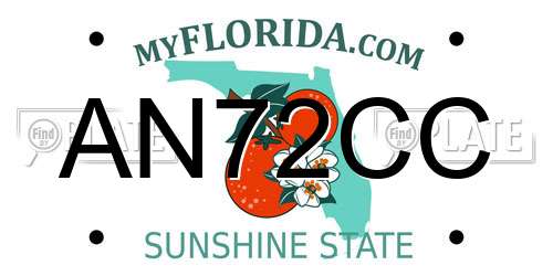 AN72CC Florida License Plate