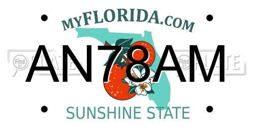AN78AM Florida License Plate