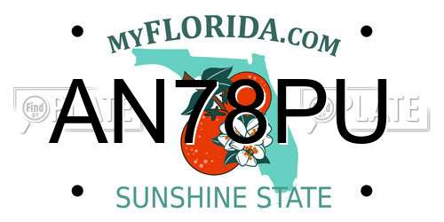 AN78PU Florida License Plate