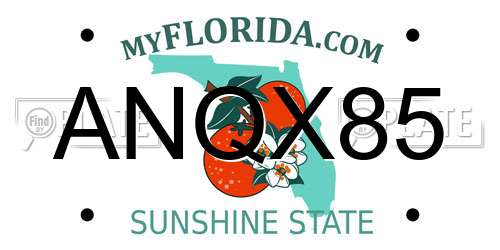 ANQX85 Florida License Plate