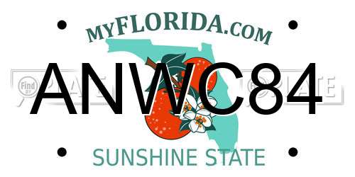 ANWC84 Florida License Plate