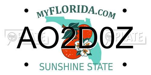 AO2D0Z Florida License Plate