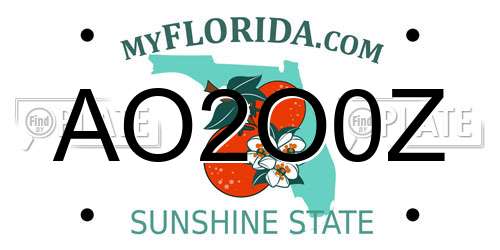 AO2O0Z Florida License Plate