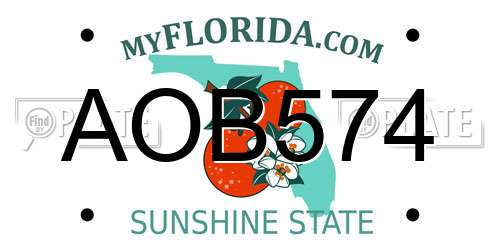 AOB574 Florida License Plate