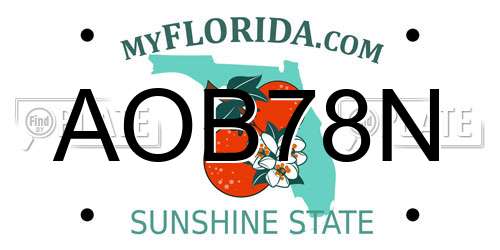 AOB78N Florida License Plate