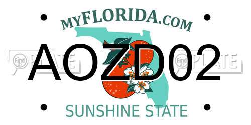 AOZD02 Florida License Plate