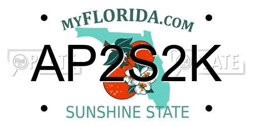 AP2S2K Florida License Plate