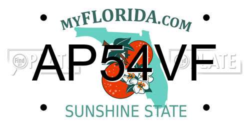 AP54VF Florida License Plate