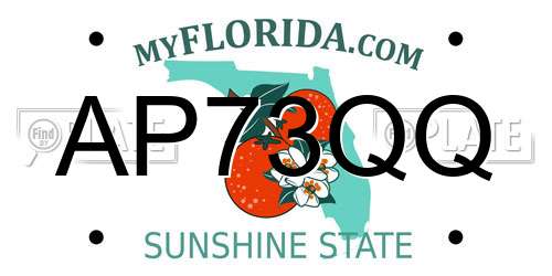 AP73QQ Florida License Plate